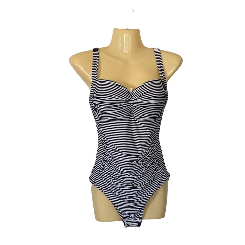 Bond-Eye Australia One Piece Swimsuit Striped Retro Nautical Slimming US Size 6
